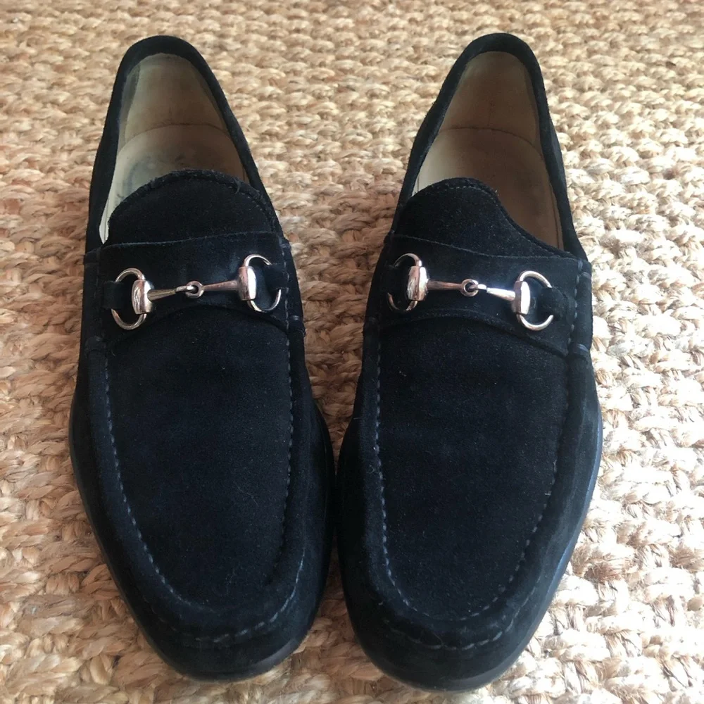 Gucci: Suede Horsebit Loafer. Vintage. Black. Size 9 D